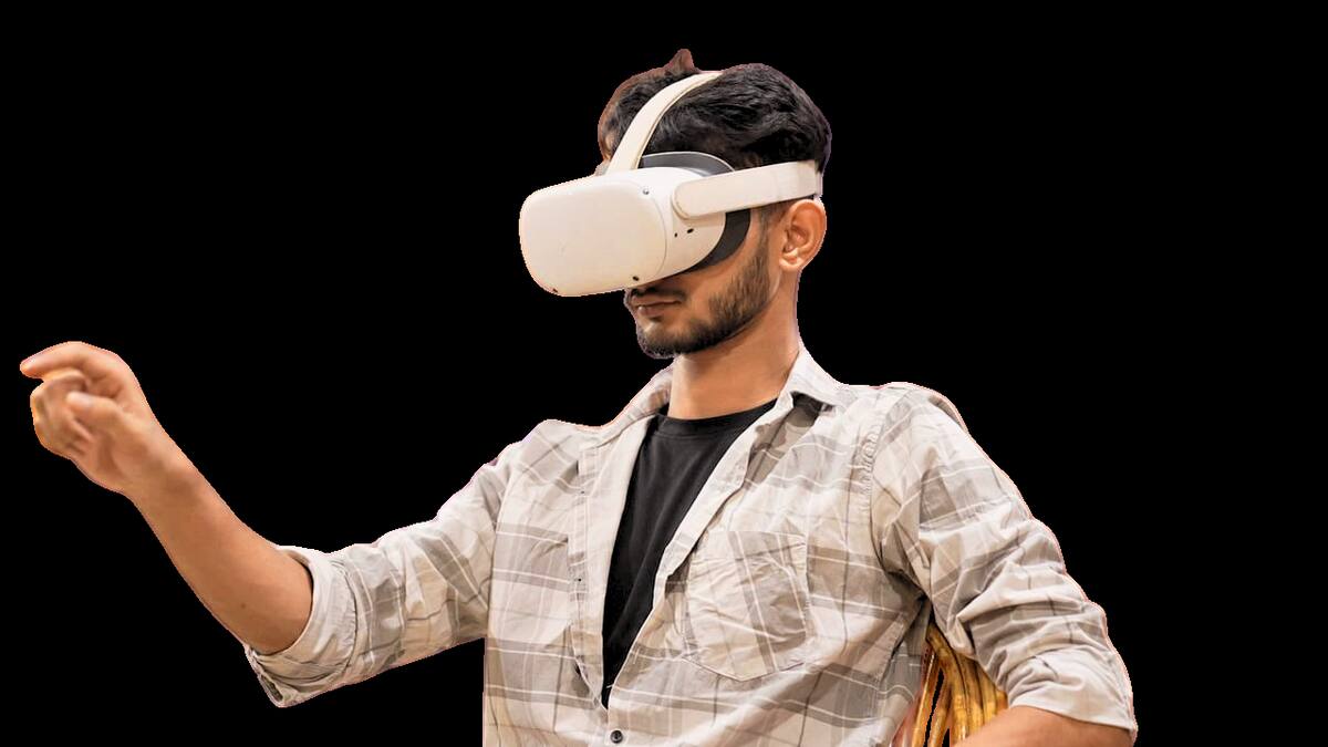 Student using VR headset