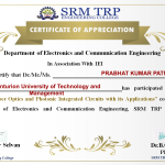 Certificate for PRABHAT KUMAR PATNAIK